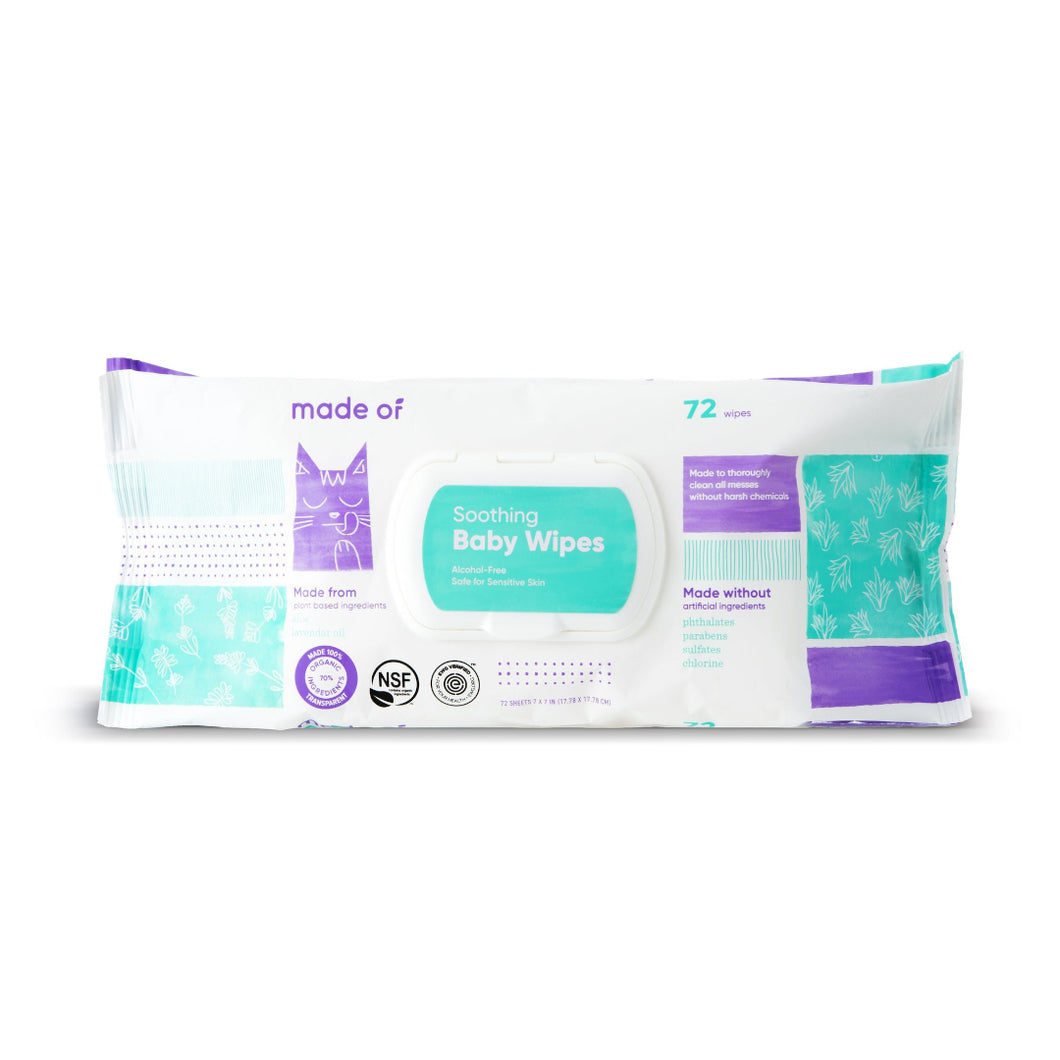 MO06 Organic Soothing Baby Wipes 72 Wipes